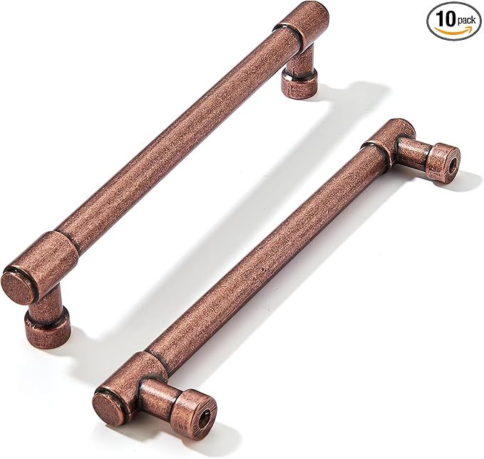 khtumeware 10 Pack 6 Inch(152mm) Vintage Antique Copper Cabinet Pulls Kitchen Cabinet Hardware for Cupboard Drawer Handles Dresser Pulls