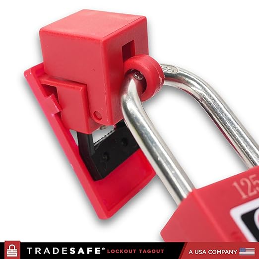 TRADESAFE Circuit Breaker Lockout Device, 10 Pack, 120/277 Volt, Clamp-on Single Pole Breaker Lock Out Device, OSHA Compliant, Premium Grade, Medium
