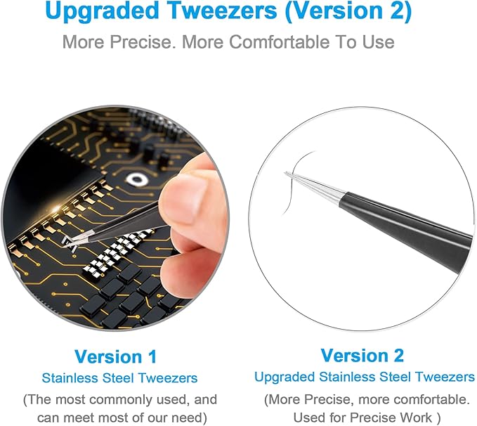 YHYZ 6PCS Precision Tweezers Set, Upgraded Anti-Static Stainless Steel Precise Tweezers (Fine, Curved, Flat), Perfect for Craft, Electronic, Soldering, Model, Hobby, Jewelry Making, Laboratory