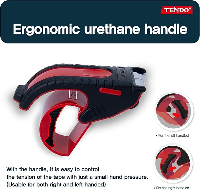 Heavy Duty Shipping Tape Dispenser: TENDO째 Essential Line ??Reusable, Replaceable, Eco-Friendly 2?쇺?Master Piece Dispenser with Patented 10째 Sloped Chromium Blades - P-1200 (3th Gen.)_Red