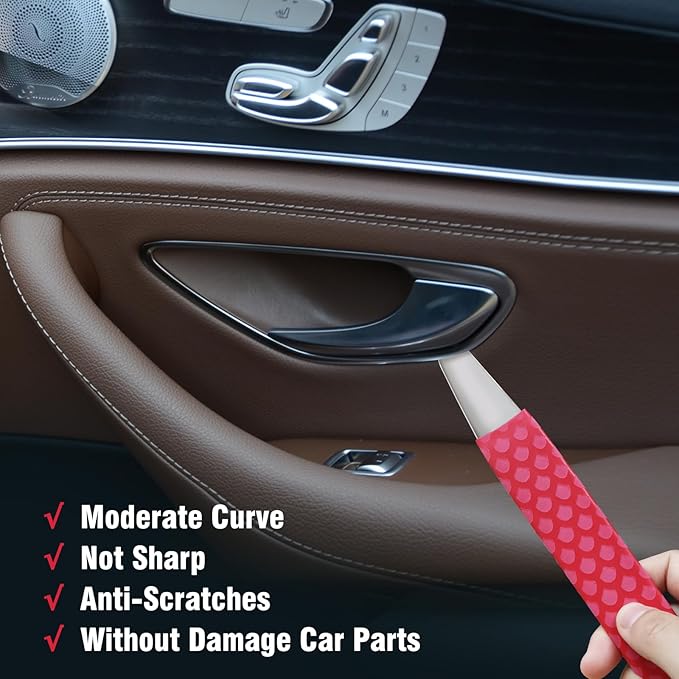 4140 Steel Pry Tool, Auto Trim Removal Tool Pry Bar for Vehicle Door Panel, Audio Radio Panel, Dashboard Repair Upholstery Tool, Pack of 1 Red