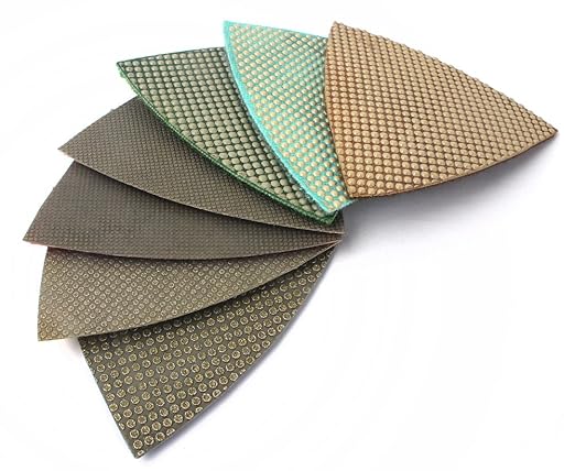 Z-Lion Diamond Triangular Sanding Pads 7 Pcs Set for Granite Marble Glass Sanding Polishing
