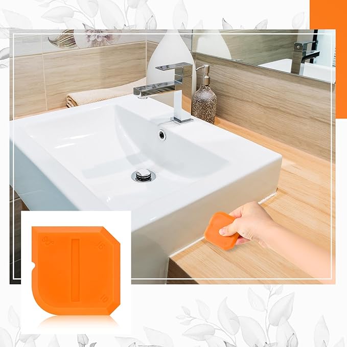 Outus 2 Pieces Caulking Tool Set Silicone Sealant Grout Finishing Tool for Kitchen Bathroom Floor Sealant Sealing (Orange)