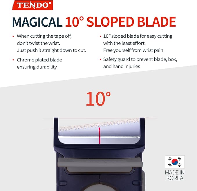 Heavy Duty Shipping Tape Dispenser: TENDO째 Premium Line ??Reusable, Replaceable, Eco-Friendly 2?쇺?Master Piece Dispenser for Pros with Patented 10째 Sloped Chromium Blades - P-2200 (4th Gen.)_Gray