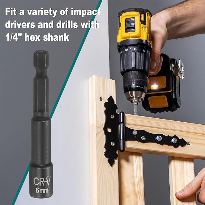 uxcell 2Pcs 1/4" Hex Shank 6mm Magnetic Hex Socket 65mm Length, CR-V Steel Quick-Release Impact Driver Socket Wrench Screw for Impact Drill Power Nut Setter