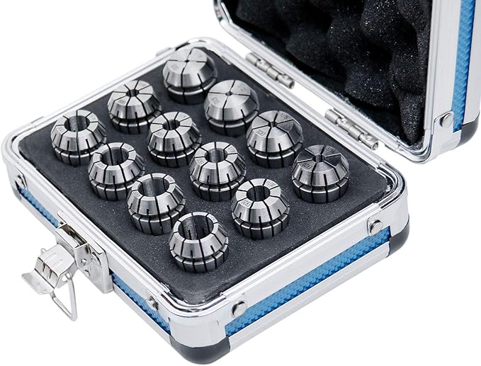 Accusize Industrial Tools 12 Pc Er-20 Collet Set, Size from 1/16'' up to 1/2'' in Fitted Strong Alunimum Box, 0223-0799