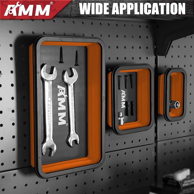 AMM Foldable Magnetic Parts Tray Set, 3 Different Size Magnetic Tool Trays for Bolts Screws Nuts & Small Metal Parts, Mechanic Tool Present for Men竊똎range