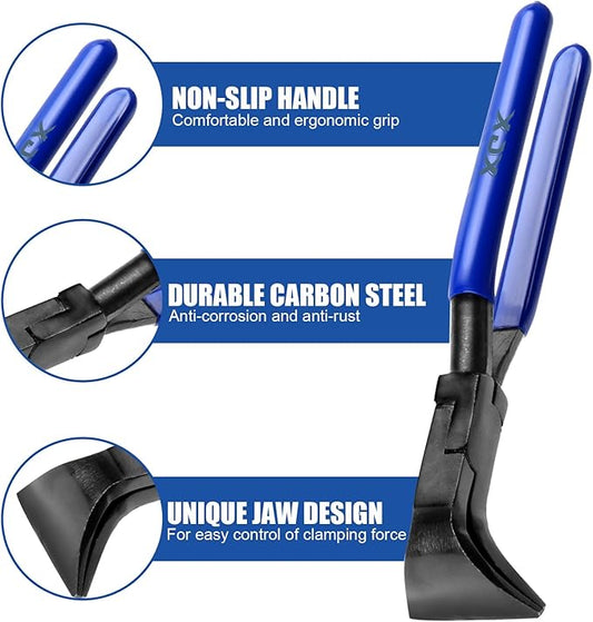 XJX 3-Piece Sheet Metal Hand Seamers, Bending Metal Hand Tools Straight, 45째and 90째 Sheet Metal Bending Pliers Set
