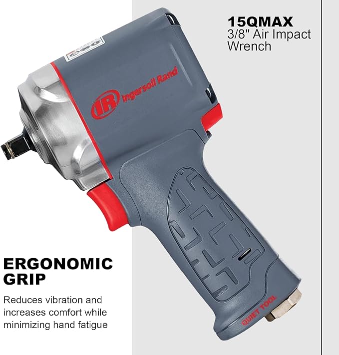 Ingersoll Rand 15QMAX 3/8" Air Impact Wrench, Quiet, Ultra Compact, 475 ft-lbs Nut-busting Torque,
