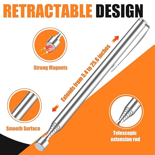 4Pcs Telescoping Magnetic Pickup Tool with 40lb Pull Force, 30in Telescopic Strong Magnet Sticks, Non-Slip Long Extendable Magnet Pickup Tools, Magnetic Nail Picker Upper