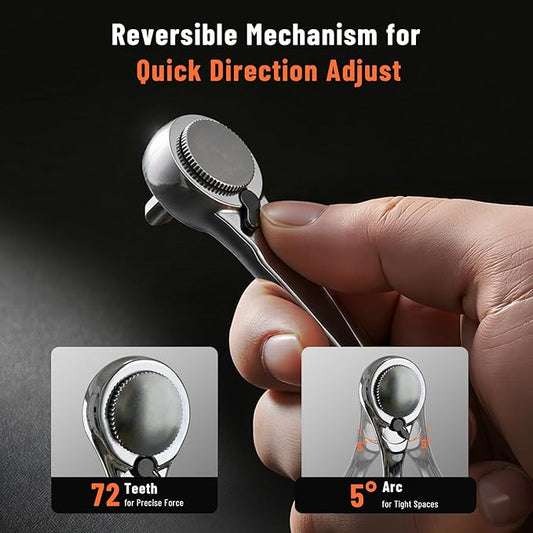 Katerk 28 in 1 Magnetic Screwdriver Set, 90 Degree Offset Ratcheting Wrench, Mini Ratchet Wrench Set, Right Angle Ratcheting Screwdriver Set and Bit with Metric Socket Set for Tight Spaces