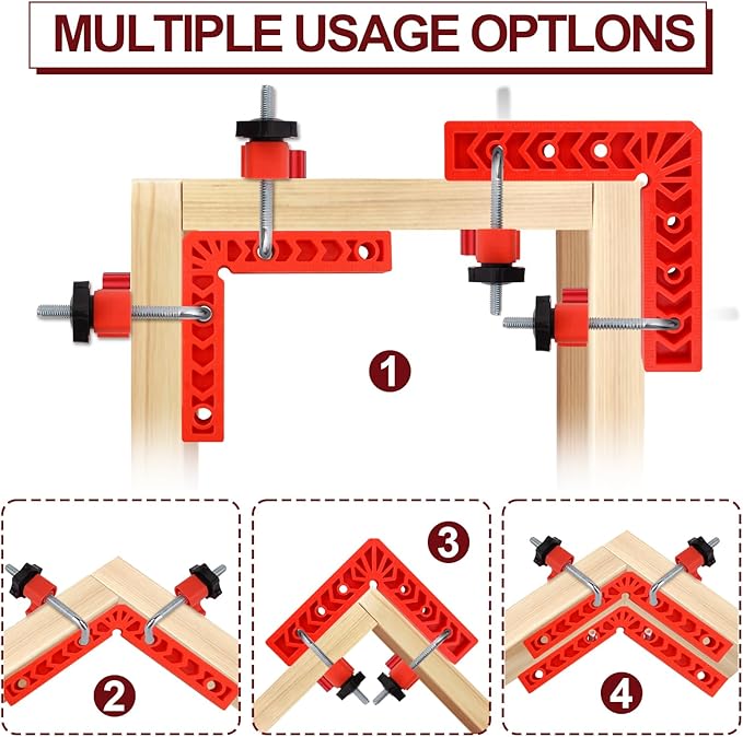 Versatile 90 Degree Clamp Set ??Essential Woodworking Tools for Pictures Frames, Cabinets, and Boxes (3" 4" 6") with Clamps for Woodworking