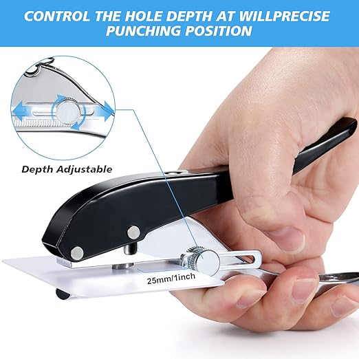 5MM Single Hole Punch - Heavy Duty Paper Puncher for Tags, Cards, Plastic, Cardboard - Portable Hand Held