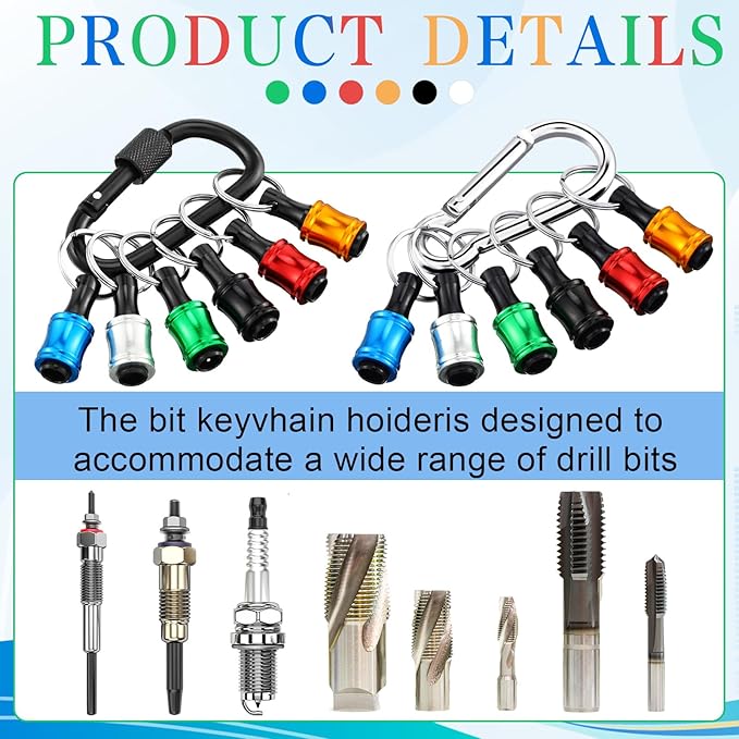 Gisafai 24 Pcs 1/4 Inch Bit Holder Keychain Hex Shank Aluminum Alloy Screwdriver Bits Holder Extension Bar Keychain Screw Adapter Drill Change Handheld Portable(Multicolor)