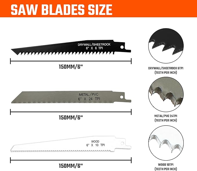 VANQUISH 3 in 1 Multi Blade Hand Saw, 6 inch Hacksaw with Replaceable Drywall Bi-Metal and Wood Blades for Cutting Metel, Drywall, Sheetrock, Wood, Plastic, Plywood 4869