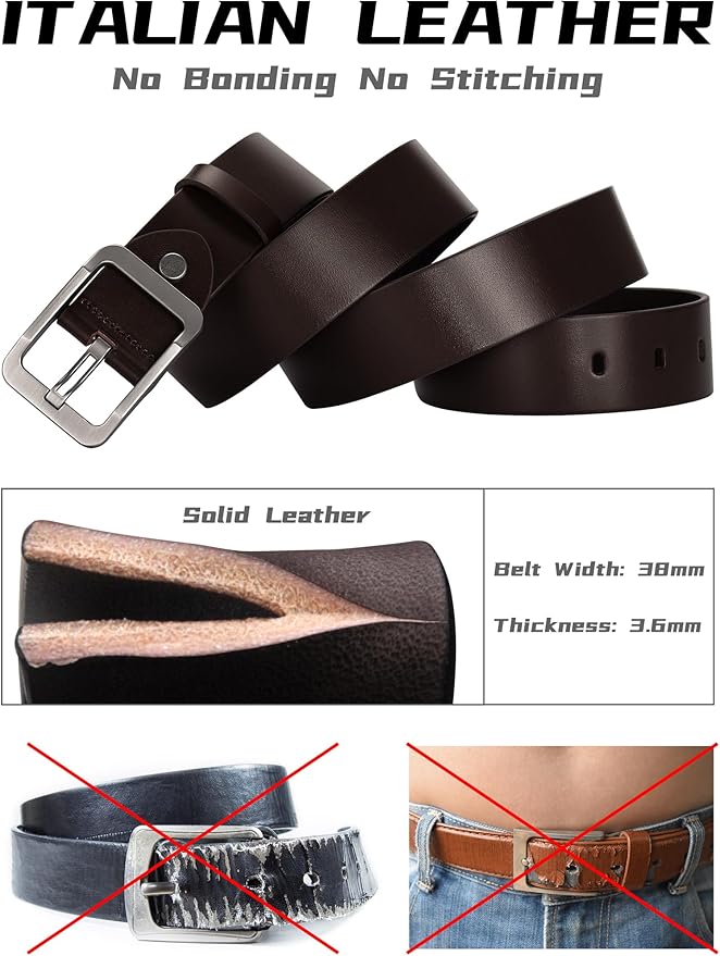 Thicken Full Grain Leather Mens Belt Heavy Duty Mens Work Belt Mens Belt High Hardness Buckle Packed In Gift Box