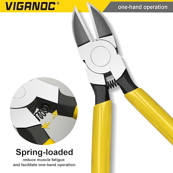 6-inch Ultra Sharp Side Cutter Set with Spring Loaded, Flush Cutting Pliers, Diagonal Cutting Plier for Jewelry Making, Electrical, Crafting, Flowers, Plastics