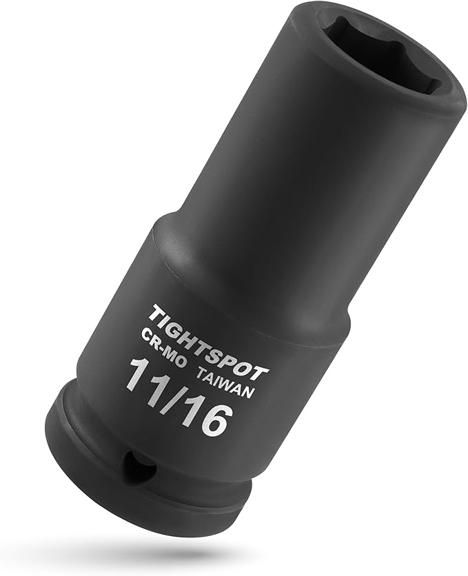TIGHTSPOT 3/4" Drive 11/16 Inch SAE Deep Impact Socket Heavy Duty CR-MO Jumbo Socket 6 Point Automotive Truck and Heavy Equipment Repair