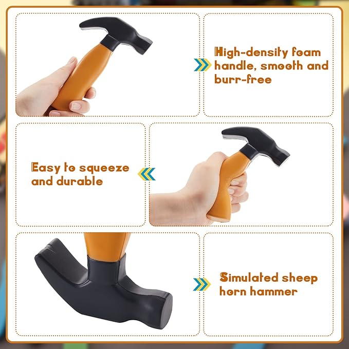 Zhanmai 2 Pcs Toy Foam Hammer, Simulation Hammers, Christmas Stocking Stuffers to Release Anxiety, Classroom Educational Toy for Teens and Toddlers (Black)