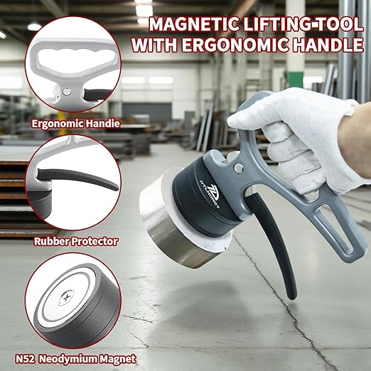 DTLHCNCT Strong Magnetic Pickup Tool with Quick Release Handle,Portable Lifting Magnet for Welding Positioning,Laser Cutting,Material Collection Ergonomic Design for Iron Plates, Steel & Metal Objects