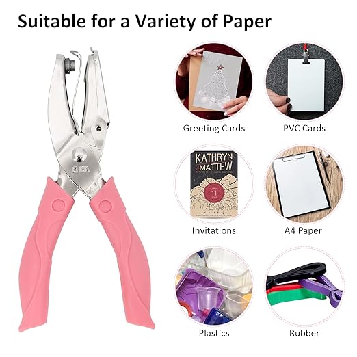 Coolrunner 3-Piece Metal Single Hole Paper Punch - DIY Handheld Punch with Circle/Star/Heart-Shaped Hole Makers