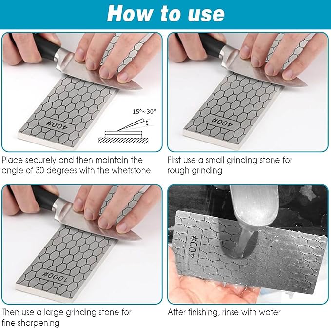 Diamond Sharpening Stone Set,8 Pcs Diamond Lapping Plate Coarse/Medium/Fine Grit Sharpener,240/400/600/800/1000/1500/2000/3000 Grit竊똏erfect Assistance Sharpener Angle Guide