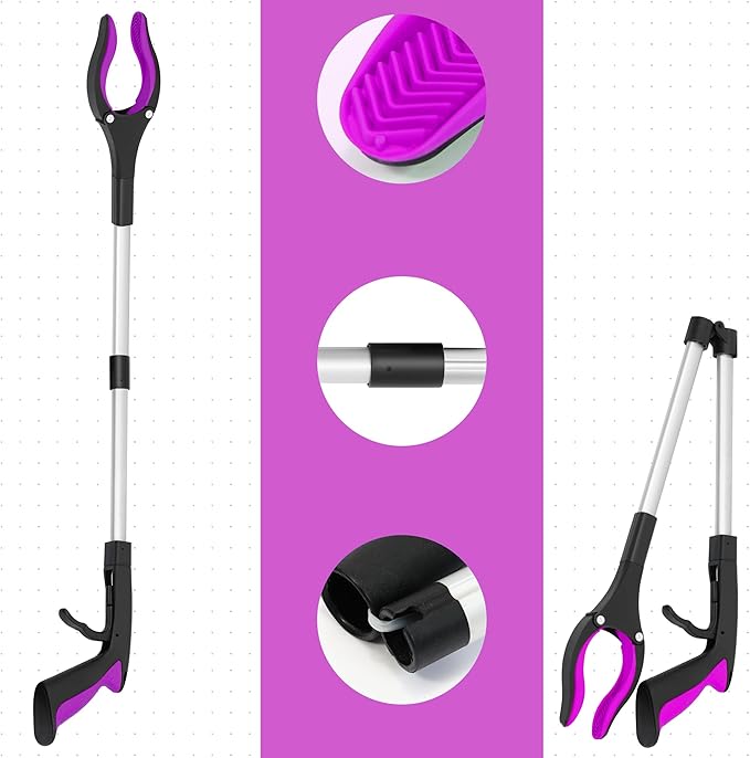 Grabber Reacher Tool - 2 Pack 32??Reacher Grabber Tool with Strong Magnetic and Swivel Head - FDA Registered Pick Up Stick Grabbers for Seniors, Trash, Surgery Recovery Must Haves Gifts(Pink)