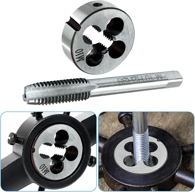 HARSKIYER M10 x 1.5 Metric Tap and Die Set, HSS Machine Thread Tap Die Set, M10 x 1.5mm Right Hand Thread Tapping Tool
