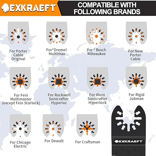 50 PCS Multitool Blades Oscillating Tool Blade, Universal Titanium Oscillating Saw Blades for Metal Nails, Wood and Plastic, Multi Tool Blades Kits Fit Dewalt Milwaukee Ryobi Rockwell Fein