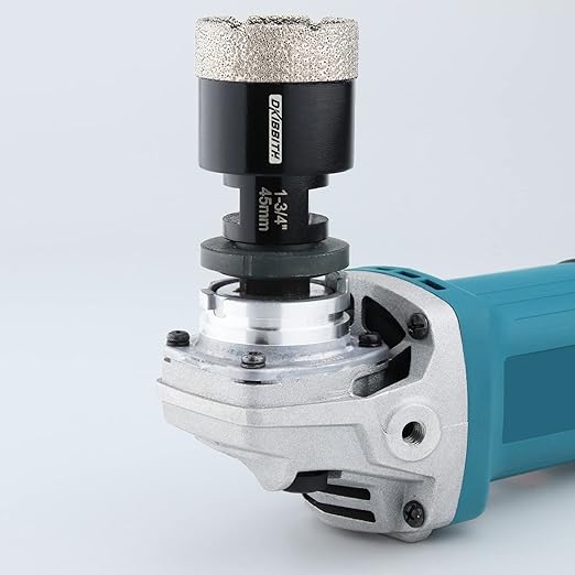 DKIBBITH 1-3/4'' Diamond Hole Saw, Vacuum Brazed Core Bit for Granite Tile Quartzite Marble Concrete Porcelain Ceramic Stones with 5/8-11 Thread Angle Grinders and 3/8??Hex Shank Electric Drills