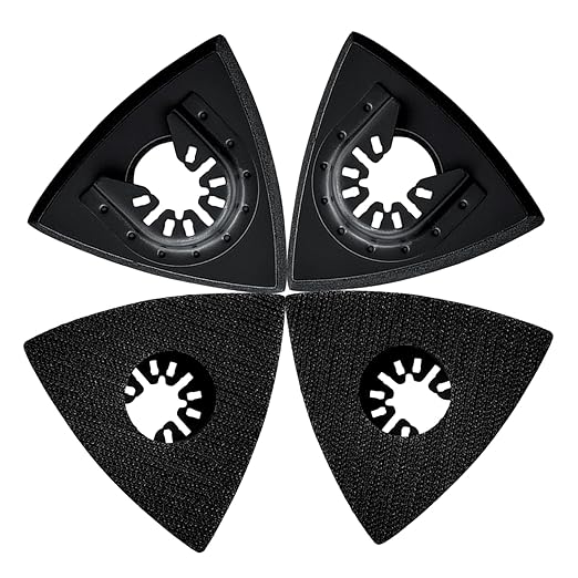 4-Pack Triangle Oscillating Sanding Pads ??3-1/8 Inch Hook & Loop Multi Tool Sanding Attachment for Woodworking, Paint Removal, and Finishing