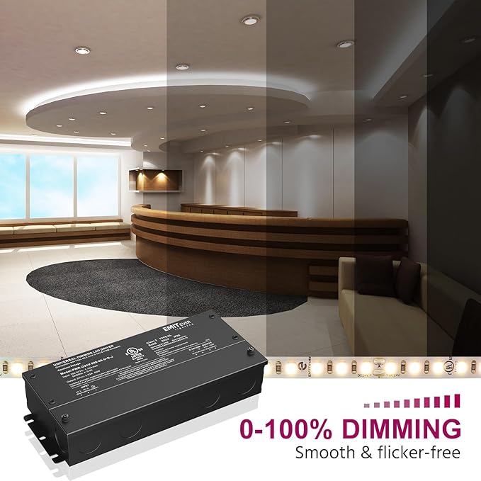 EMITEVER Dimmable Led Driver, 80W AC 110V-277V to DC 24V Transformer, 5-in-1 Dimming: ELV/MLV/TRIAC / 0-10V / 1-10V / 10V PWM/Potentiometer,Class 2,Waterproof IP67 and UL Listed竊똂lass 2