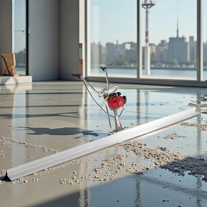 1.4HP Concrete Power Screed with 10ft Aluminum Boards, Vibrating Screed Concrete Tool 8000RPM with Adjustable armrests and brackets for Construction