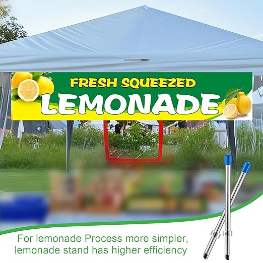 Lasnten 2 Pack Straw Puncher for Plastic Lids Lemonade Cups, Stainless Steel Straw Hole Puncher Punching Tools for Cafe Drinks Deli Container Squeezed Fresh Lemonade Stand Supplies(8.7 Inch,Blue)