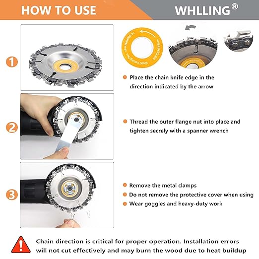 4PCS Wood Grinding Wheel for 4" or 4 1/2" Angle Grinder, 12 Teeth Wood Shaping Disc, Circular Saw Blade with Replacement Chain for Woodworking Cutting, Carving, Shaping and Sanding Grinding Wheel