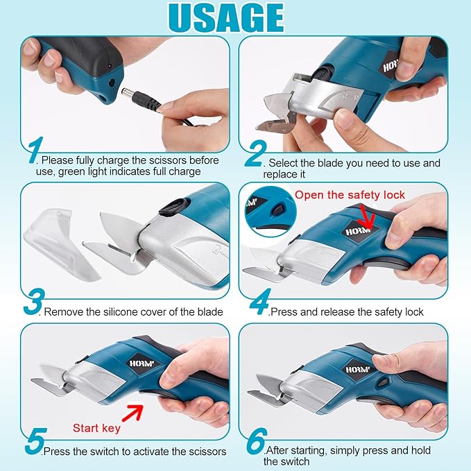 Cordless Electric Scissors,3.7V Fabric Cutter,Equipped with 2 Blades and 1 Charging line,Electric Cardboard Cutter for Fabrics,Cardboard,Carpets