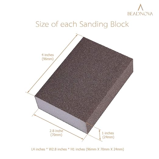 BEADNOVA Sanding Block Sandpaper Block Coarse/Medium/Fine/Superfine Assorted Dry Wet Sanding Sponge (Pack of 8, 4 Grit)