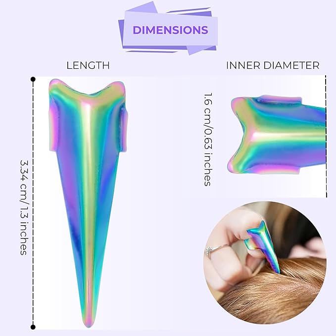 SIVOTE 2PC Pro Hair Parting & Sectioning Tool Set - Stainless Steel Straight & Curved Hair Separator Rings for Precise Styling and Extensions (Multi Color)