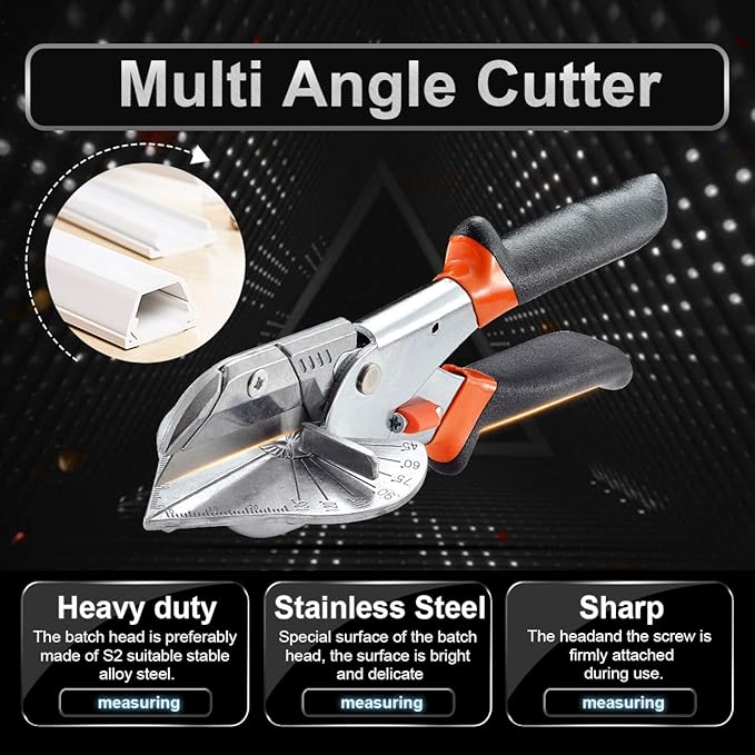 KATUR Multi Angle Miter Shear Cutter Hand Tools 45 Degree to 135 Degree with Spare Blade PVC PE Plastic Pipe Scissors (Black)