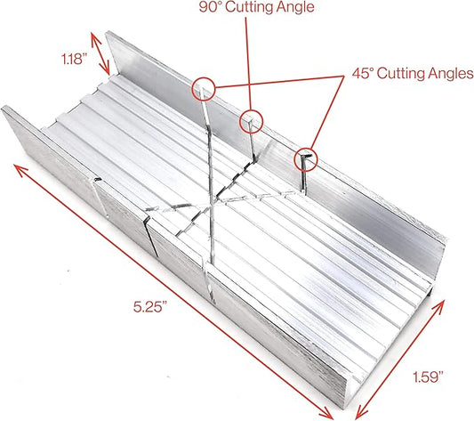 Excel Blades Metal Mitre Box - Small 6-Inch Aluminum and Steel Tool for Wood, Plastic, and Soft Metals, 2 Cutting Angles
