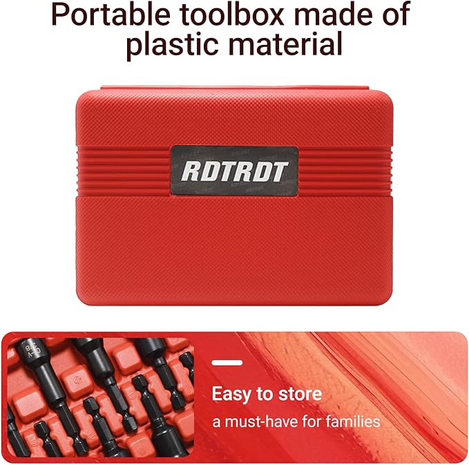 12-Piece Magnetic Nut Driver Set,Impact Power Hex Nut Driver Drill Bit Master Kit, SAE(1/4"-9/16") & Metric(8mm-14mm) Size, 1/4??Quick Install & Release, Cr-V Steel