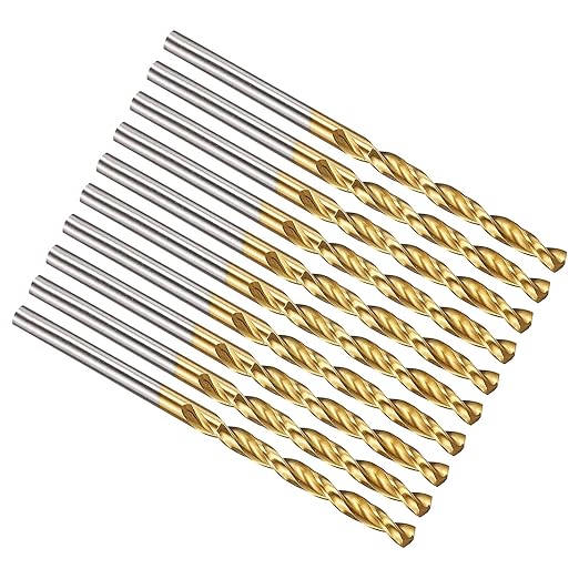 PATIKIL 3mm Drill Bit, M42 8% Cobalt High-Speed Steel Jobber Straight Shank 135° Titanium Nitride (TiN) Coated for Hard Metal Stainless Steel - 10 Pack