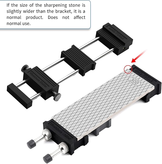 DMD Whetstone Holder with Quick-Adjust Knob | Heavy-Duty Stainless Steel & Non-Slip Rubber Base | Universal Sharpening Stone Clamp for Knives & Tools