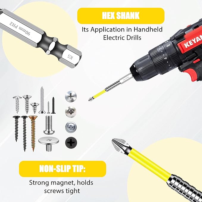 High Magnetic Screwdriver Drill Bit Set, 2025 Upgraded K5 Impact Resistant Strong Magnetic Comprehensive Screwdriver Set Anti Slip Drill Bits Premium Screwdriver Bit Set (12PCS)