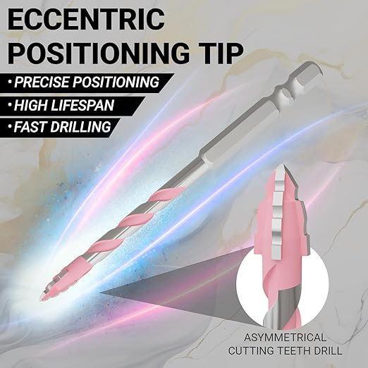 CATITO Multi-Tooth Concrete Drill Bit Set - 10PCS - Pink, Multi-Tooth Masonry Drill Bit, Carbide Tipped, Hexagonal Shank Drill bit, Glass, Brick, Ceramics, Plastic and Wood