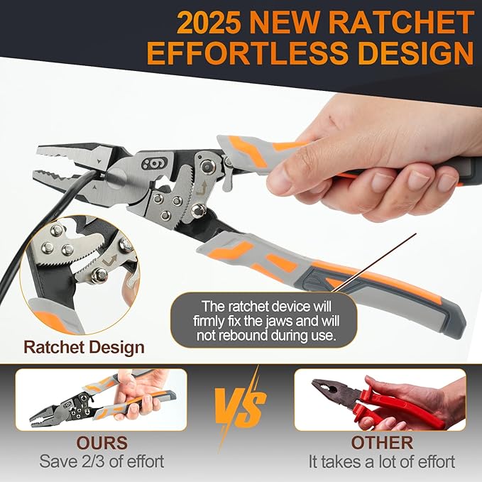 Ratchet Wire Plier - Cutting Pliers for Wire-Steel and Matel Wires, Forged from 55 steel, Locking Pliers Professional Handle