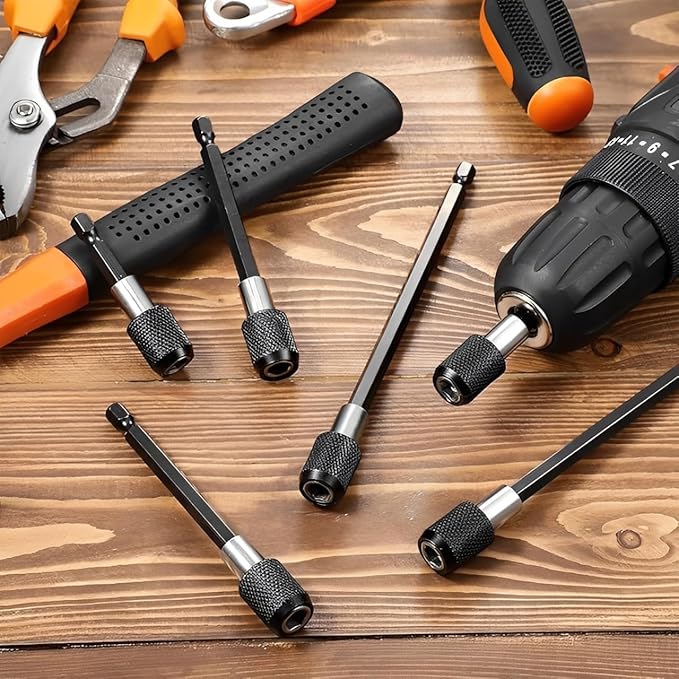 3 PCS 1/4 Inch Hex Shank Quick Release Magnetic Screwdriver Bit Holder Extension Rod Batch Head Tool 60/100/150mm Connecting Rod