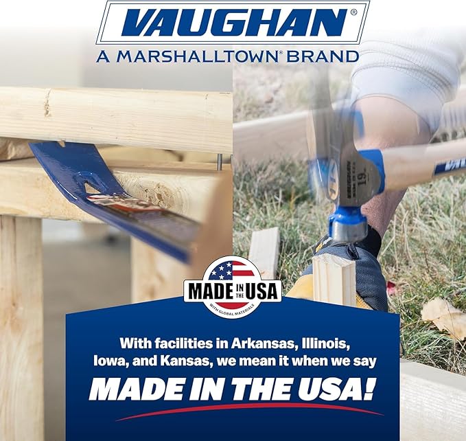 VAUGHAN CFB2HCM California Framer Hammer, 19 oz Milled, Nail Starter, Made In The USA, VN11626