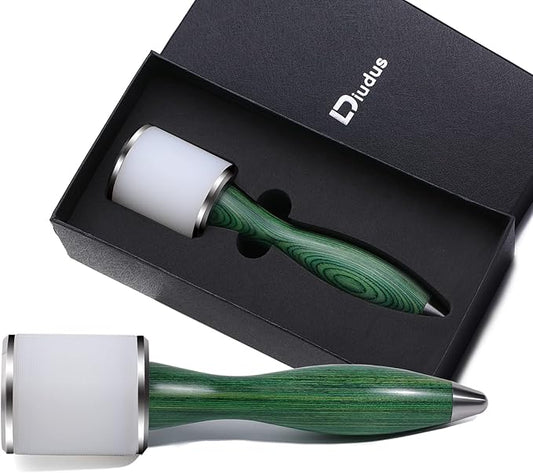 Leather Carving Hammer Leather Working Mallet Leather Maul DIY Leathercraft Mallet Stamping Tool with Nylon Straight Head Wood Handle for Leather Work (Green/Water-Rippled)