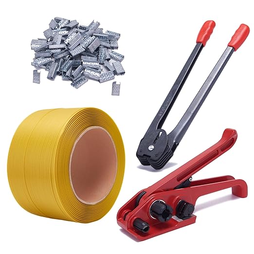 LNYEBN All-in-One Banding Strapping Kit with Poly Strapping Tensioner, 3000ft PP Band, 200 Metal Seals, and Sealer Tools